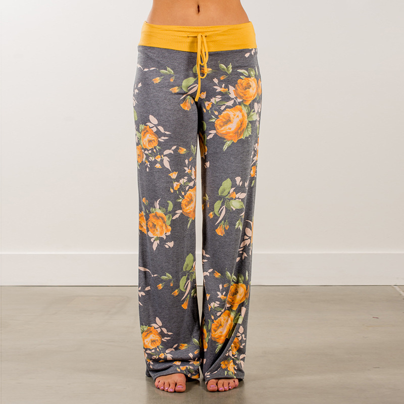 드롭쉬핑 프린트 팬츠 하이웨스트 루즈핏 캐주얼 스트레이트 팬츠 여성용, 2020 봄 신상품